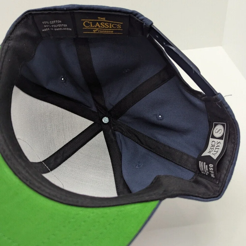 Salty Crew Landing Kids 6‎ Panel Navy Blue Snapback Hat Round Patch One Size NWT
